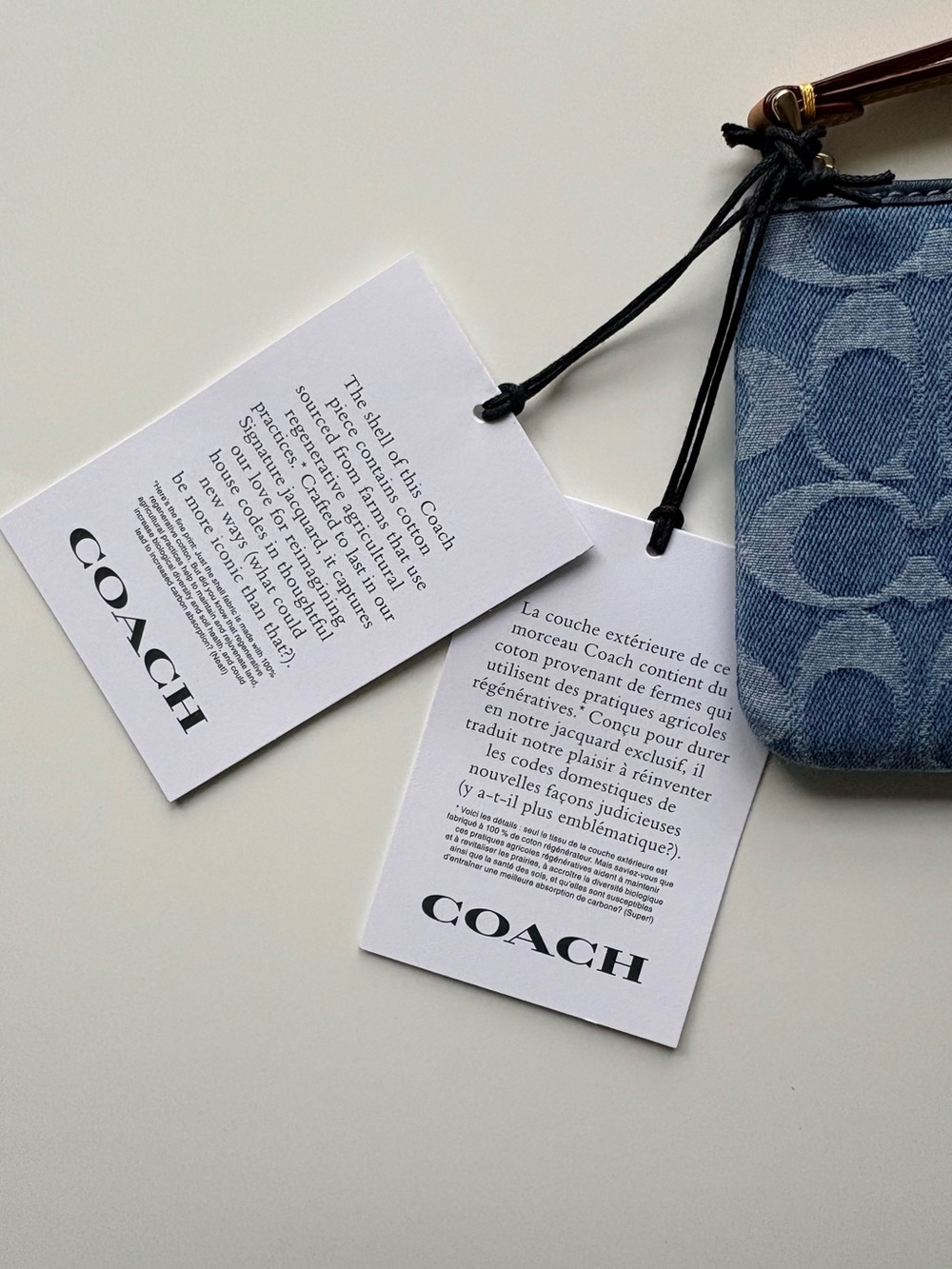 NWT COACH Denim Signature Corner Zip Indigo Wristlet CDF26 - Picture 8 of 8